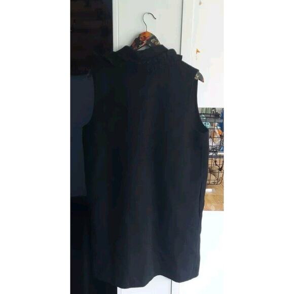 EUC Talbots Black Wool Long Sweater Vest with Ruffle Collar Size Large - Picture 7 of 7